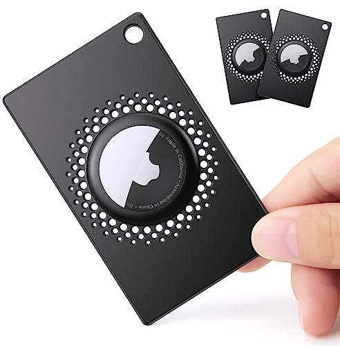 Airtag-Brieftaschen-Halter, schmal, dünn, für Airtag-Karte, Kreditkartengröße, Brieftaschen-Hülle für AirTag für Geldbörse, Handtasche, Clutch, Handgelenk, Schwarz, 2 Stück