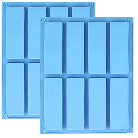 YXHZVON 2 PCS Moldes Para Barritas,Molde De Silicona Rectangular De 8 Cavidades para jabones, barras energéticas, granola, chocolate, pasteles, pan, guisos, rosa, azul