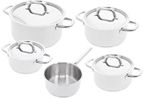 Batterie de cuisine Demeyere Classico 3 en inox - set de 5 casseroles avec couvercle, y compris poêlon - batterie de cuisine pour induction et toutes autres cuisinières - 10 ans de garantie