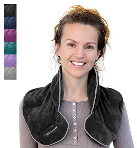 Coussin Chaufant Micro Ondes - Grande Poche Chauffante Micro Onde - Sac Polaire Douce rempli de Blé et de Lavande pour Soulagement Douleur, Douleur Cou, Épaules et dos (Dark Grey)
