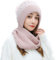 Vpoofree Dame Set Mütze+Schal Kopfbedeckung Winter Warm Dick Winterset für Damen bestehend aus Schal und Wintermütze, Beanie, Damenschal als Winter-Schal (Rosa Dame Set Mütze+ Schal)