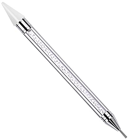 1 Stücke Strass Picker Punktierstift Dual Ended Edelsteine,Nagelpunkt Stift | Dotting Pen Nail Art Tools,Dekoration Werkzeug für DIY Nagel Design, Strasssteine, Punktarbeiten (Weiß)