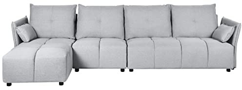 Beliani 4-Sitzer Ecksofa mit Chaiselongue rechts helles Grau L-Form Kissen Modern Tomra