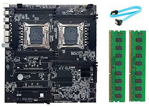 Placa base X99 de doble enchufe LGA2011-3 de doble CPU compatible con placa base RECC DDR4 + 2 x DDR4 de 4 GB de RAM y cable SATA