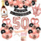 Bluelves 50. Geburtstag Dekorationen Mädchen, Rosegold Schwarz Deko zum 50 Geburtstag, 50 er geburtstag Happy Birthday Banner Girlande Konfetti luftballon,Geburtstagsdeko für mädchen