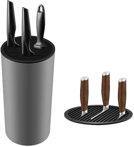 Nizirioo Messerblock, Messerblock Ohne Messer, Universal Runder Messerblockhalter Plastik Messeraufbewahrung Knife Holder Für Alle Küchenmesser Geeignet Küchenutensilien, Küche, Büro, Werkstatt (Grau)