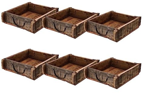 Novaliv 6X Holzkiste Vintage 30 x 25 x 8 cm Alte Ziegelform Holz Groß Allzweckkiste aus recyceltem Altholz Jede Form EIN Unikat ? Vintage Kiste Deko