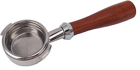 Portafiltro sin Fondo Compatible con Oster Nova Prima Latte Espresso Machines con Canasta de Filtro de Acero Inoxidable Mango de Madera