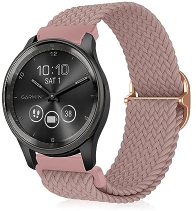 MiKoyi 20 mm Geflochtenes Armband für Garmin Forerunner 570 42 mm/Approach S50/Approach S44/Vivoactive 6/5, Nylon Sport Uhrenarmband für Garmin vivoactive 3/3 music/Forerunner 645, Rosa