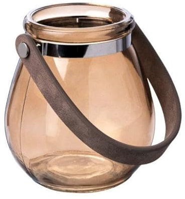 Teelichthalter aus Glas Belly 10,5cm. Teelichtglas Windlicht Kerzenhalter Kerzenglas Tischdeko für Zuhause (Haselnuss)