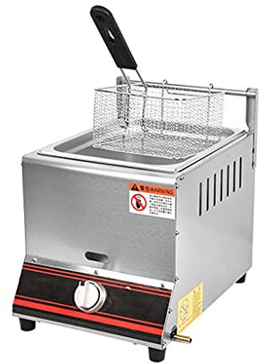 Fat Fryer Basket,Commercial Deep Fryer 6 Liters/12 Liters Gas Fryer Multi-Function Stainless Steel Fat Fryer Home Kitchen Fryer with Deep Fryer Basket, Electronic Ignition Switch (Single)