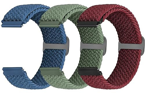 22mm Braided Strap Quick Release Compatible with Samsung Galaxy Watch 3 45mm/Galaxy Watch 46mm/Gear S3 Frontier/Garmin Venu 3/2/Vivoactive 4/Forerunner 570(47mm)/Amazfit Bip 6/Bip 5/GTR 4/3/2/Balance