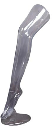 Strumpfbein für die Präsentation von Strümpfen und Socken, Dekobein - Weiblich, 74 cm Dekofuß mit Ständer, Schaufensterpuppe - Bein mit lebensechten Form, Sockenbein - Farbe Transparent