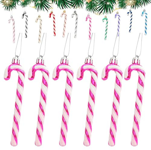 ATBEAMEN Decorazioni natalizie glitterate per albero di zucchero, in plastica, colore: fucsia