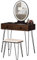HOMCOM Table de Maquillage Moderne - Miroir LED intégré et réglable - Tabouret Inclus - Pieds en métal Noir - 2 tiroirs + 1 Compartiment de Rangement Effet Bois Noyer foncé