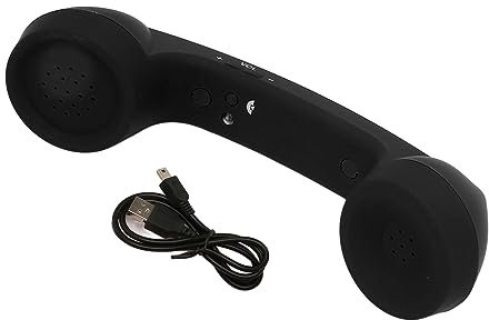 Retro Telefonhörer, Strahlungssicher, Wiederaufladbar, HD Lautsprecher und Mikrofon, Einfach zu Bedienen, Kompatibel mit Mobiltelefon, Computer, USB Anschluss (Black)