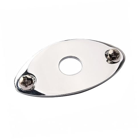 ibasenice Oval Chrome Guitar Jack Plate Screws Electric Guitar and Bass Input Jack Socket Plate Metal Cover