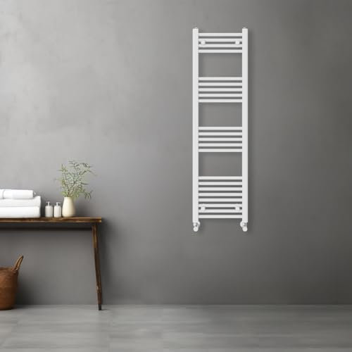 Warmehaus Contemporary Straight Heated Bathroom Towel Rail Radiator Rad - 1400x400mm - White