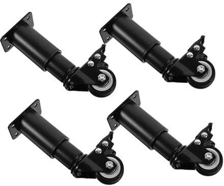 SEWOART Pieds de Table Réglables en Métal avec roulettes Pivotantes Lot de 4 Hauteur Ajustable 145-160 Mm Support Robuste pour Armoire Lit et Table Basse