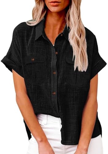 Ladies Tops Size 18 UK T Shirts for Women UK Women Oversized Blouses Womens Pink Shirts and Blouses Ladies White Tops Blouses for Women UK Plus Size Easter Tops Long Sleeve Black 2XL