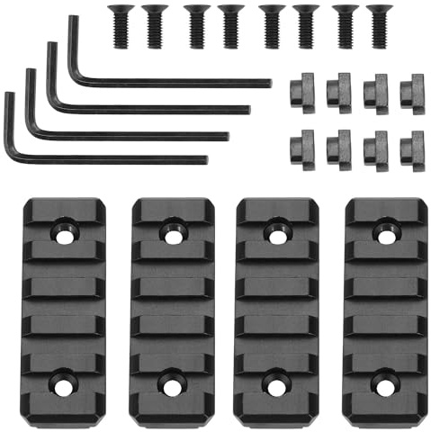 ATFLBOX Picatinny Schienen Set für M-LOK, 5/7/9 Slots Metall M-LOK Rail | 2/4/6 Stk. Aluminium Schienen mit 4/8/12 T-Muttern, Schrauben & Schlüsseln, M-LOK Zubehör für Airsoft, Gewehr & Jagd