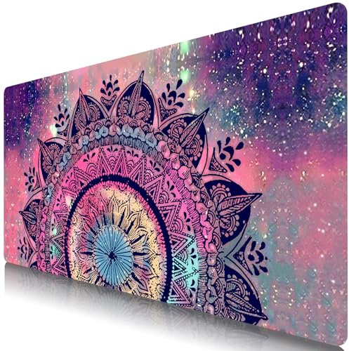 TUOLISG Mauspad 900x400-Speed Gaming Mousepad XXL-großes Mauspad-XXL mauspads mit Motiv-Tischunterlage Large Size-verbessert Präzision und Geschwindigkeit Gummiunterseite -Mandala