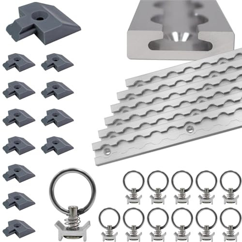 Airlineschiene 6X 1,0 Meter eckig Silber eloxiert im Set mit 12 Ösen und 12 Endkappen, Alu Zurrschiene robust, hohe Stabilität und Langlebigkeit, Anhänger, PKW, Camper, Wohnmobil Airline- Schiene