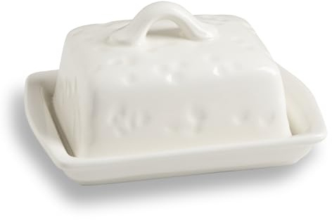 Sweejar Home Ceramic Butter Dish with Lid,Cheese-Shaped Butter Holder,Cute Butter Dish for Countertop,Kitchen Deco & Butter Storage(Beige)