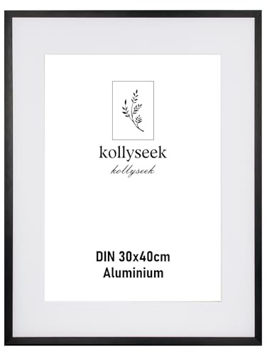 kollyseek Photo Frame Aluminum 30x40cm Metal Poster Frame with Shatterproof Acrylic Glass 12x16in Modern Display Picture Frame with Mount for Table Top/Wall Mounting (Black)