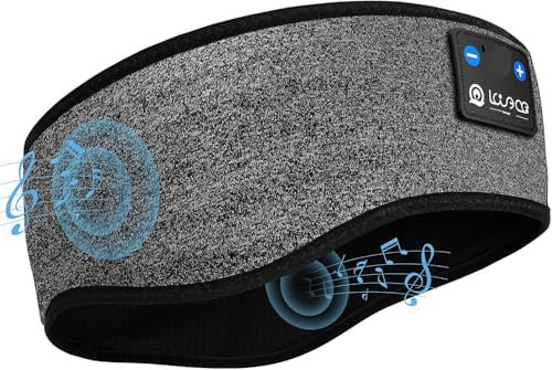 LOVE EYE Schlafkopfhörer Bluetooth, Kopfhörer Schlafen, Schlaf Stirnband Kopfhörer Headband Schlafmaske, Sportskopfhörer Musik schlafen Stirnband für Sport Training, Joggen, Yoga, Reisen Grau