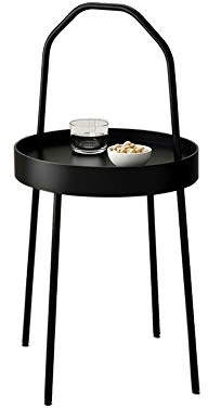 MEILISHAOMEI Side Table with Curved Handles,Plywood,Living Room Tray Side Table,Mobile Snack Table,Sofa Side Table,3 Colors (Color:Black,Size:14.9614.9630.70in)