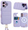 Butnyeoe Crossbody Wallet Case for iPhone 16(6,1) with Card Holder Magnetic Charging Kickstand,Flip Leather Phone Case,RFID Blocking Protective Cover,Wrist Strap Lanyard Handbag,Purple