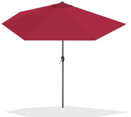 Acomoda Textil – Sombrilla Jardín Media Luna con Forro Anti UV. Parasol de Aluminio con Manivela, Toldo Semicircular con 135x270 cm para Terraza, Jardín y Patio. (Grosella)