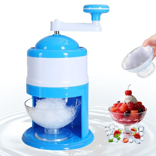 Shyllin Manual Picadora de hielo raspado,Trituradora de hielo manual Rotary,Slush Machine,Perfecto para batidos y hielo picado - Sin BPA (Azul)