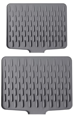 Slanted Design Silicone Drain Mat Heating Proof Nons Slip Kitchen Countertop Pad Easy Cleaning Cooking Mat for Dish Drying Countertop Mat