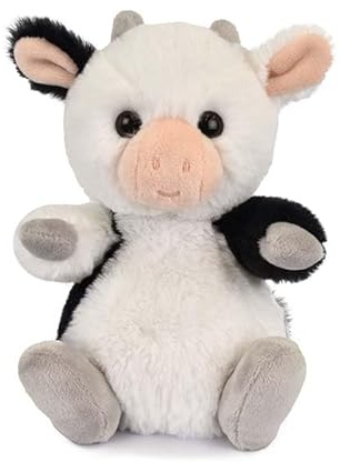 Histoire D’Ours - Doudou Peluche Vache 20 cm Ultra Douce – Compagnon Apaisant en Matière Stretch Élastique – Idée Cadeau Naissance pour Filles et Garçons – Collection Doux Stretch – HO3298