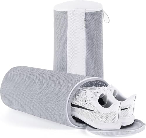 SACBRZZ 2 Pezzi Sacchetto Scarpe Lavatrice,Riutilizzabili Sacchetti per Lavare Scarpe in Lavatrice,Microfibra Pulizia a 360°pulizia, Con Cerniera Invisibile,Per Tutte Le Calzature,Scarpe Da Ginnastica