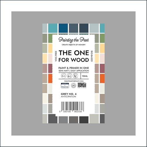 The One for Wood Paint & Primer 10ml (Sample) Grey No. 4 Anticipation | Semi Matt Finish, Bio-Based & VOC-Free Formula for Wooden Furniture & Surfaces | Durable & Easy Indoor Home Decorating