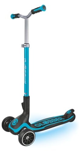 GLOBBER ULTIMUM Lights – Tretroller, 125/90 mm extra breit, ABEC 7, 3-rädrig, höhenverstellbar, LED-Leuchtmodul