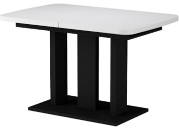 Vicco Esstisch Fenaro, Weiß/Schwarz, 120-160 x 80 cm | 2 Teile, ausziehbar mit Einlegeplatte zur flexiblen Tischverlängerung