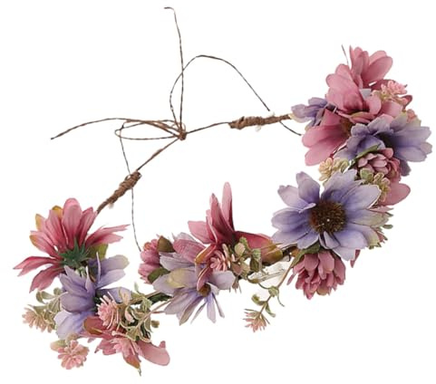 OKUMEYR Blumenkranz Haar Reif Damen Künstlicher Chrysantheme Haarkranz Blumenschmuck Vintage Stil Leichtes Floral Headpiece Für Hochzeit Party Festival Strand