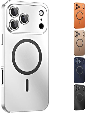 for iPhone 17 Pro Max Magnetic Charging Aluminum Metal Bumper, Snap Frame Phone Case, Full Camera Protection & Mechanical Lock for iPhone 17/16/15 Series Case (17 PRO,Silver)