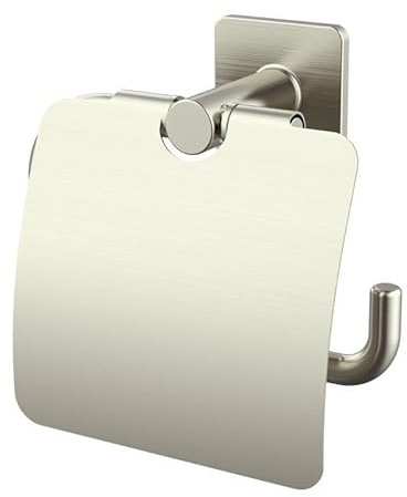 Lenz Toilettenpapierhalter Vent in Nickel – Mit Deckel | Wandmontage, Klopapierhalter zum Bohren oder Kleben, Pflegeleichte Oberfläche & hochwertige Verarbeitung, 4713722