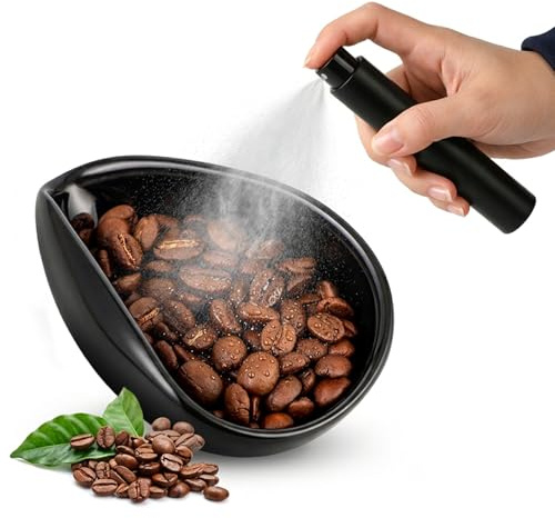 Mokarya Coffee Dosing Cup, Coffee Bean Dosing Cup and Spray Bottle Set - Ceramic Weighing Cup, Tea Leaves Sprayer for Consistent Brewing, Black