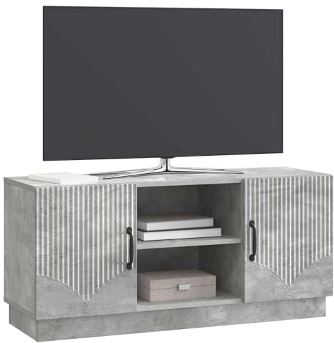 vidaXL TV-Schränk Betongrau 102 x 34,5 x 47 cm Holzwerkstoff, Wohnzimmer, Rechteckige Möbel, Moderner Medienstand, Viel Stauraum, Verstellbare TV-Konsole, Wohnkultur