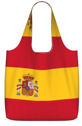 DIEzig Bolsa plegable con bandera de España para compras, bolsa de comestibles reutilizable, bolsa de viaje ligera y compacta