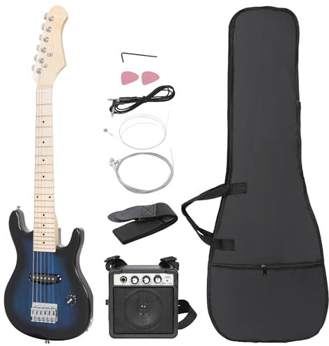 Smartxchoices 76,2 cm E-Gitarre, Starter-Set für Kinder mit Verstärker, Plektren, Gigbag, Schultergurt, Kabel und Zubehör-Set, Massivholzkörper