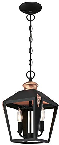 Westinghouse Lighting 6328440 A++ to E, Zweiflammige Pendelleuchte, Ausführung Glas, Matt Schwarze Mit Kupferakzenten, 23 x 23 x 138 cm
