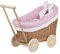 e-wicker24 Poussette en Osier, Landau pour poupée,nacelle pour Jouets (Naturel, Rose)