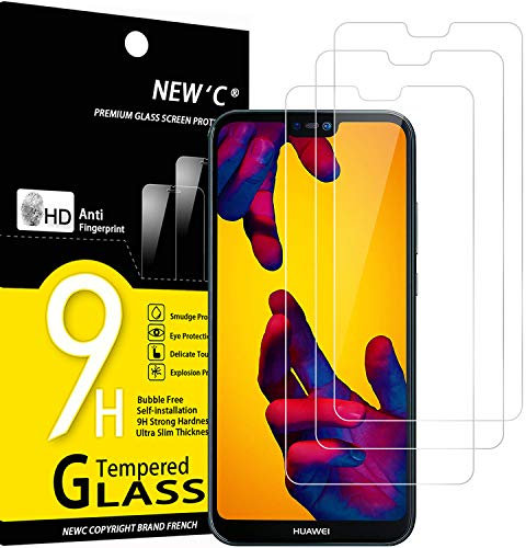 NEW'C Lot de 3, Verre Trempé pour Huawei P20 Lite, Nova 3e, Film Protection écran sans Bulles d'air Ultra Résistant (0,33mm HD Ultra Transparent) Dureté 9H Glass